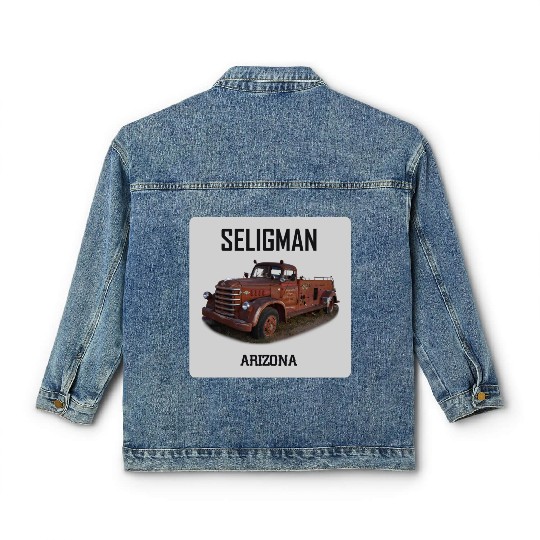 Old car city of Seligman in Arizonna, US Route 66 Classic Women's Denim Jackets