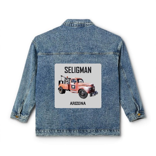 Old car city of Seligman in Arizonna, US Route 66 Classic Women's Denim Jackets