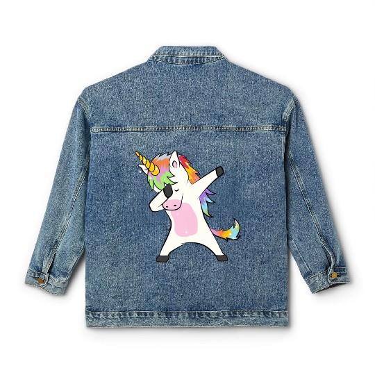 Cute dabbing unicorn dab dance girls boys children Classic Women's Denim Jackets