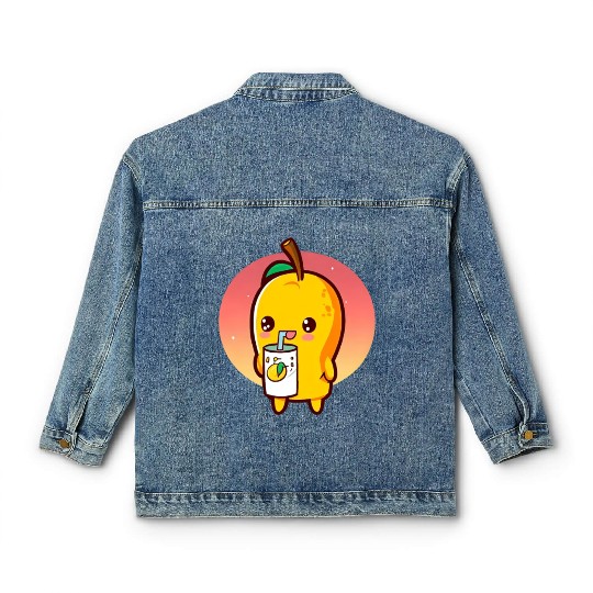 Refreshing mango enjoying mango juice Classic Women's Denim Jackets