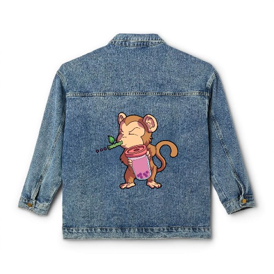 Monkey Bubble Tea Year Of The Monkey Chinese Classic Women's Denim Jackets