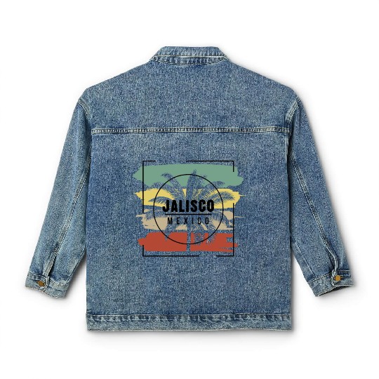 Jalisco Mexico Palm Tree Retro Artistic Classic Women's Denim Jackets