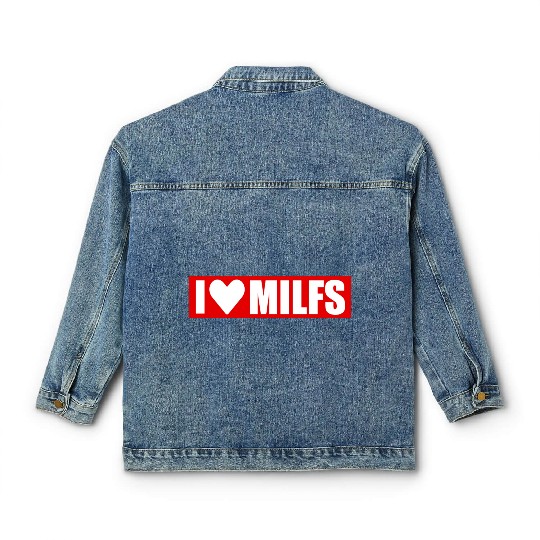 I love milfs red design Classic Women's Denim Jackets
