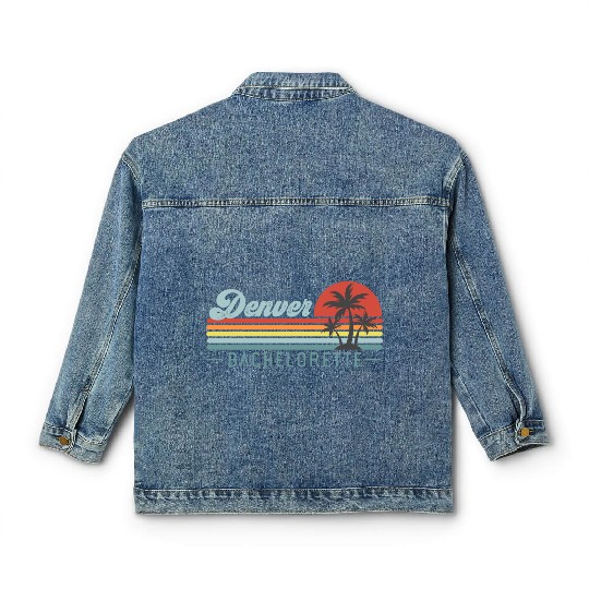 Denver Bachelorette, Palm Trees & Vintage Sunset Classic Women's Denim Jackets