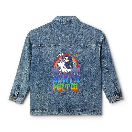 Death Metal & Unicorn Rainbow Classic Women's Denim Jackets