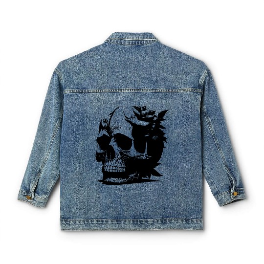 gothic skull with leaves Classic Women's Denim Jackets