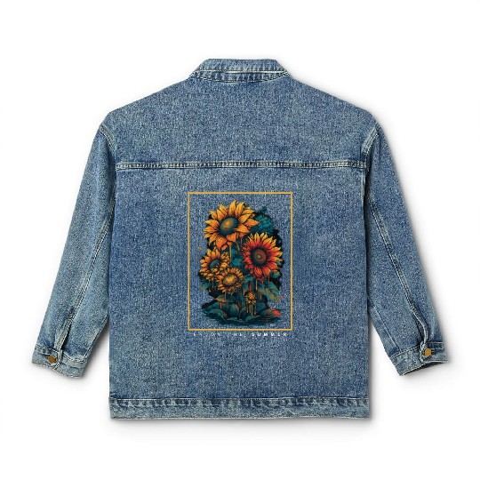 Psychedelic Sunflowers Garden Nature Lover Classic Women's Denim Jackets