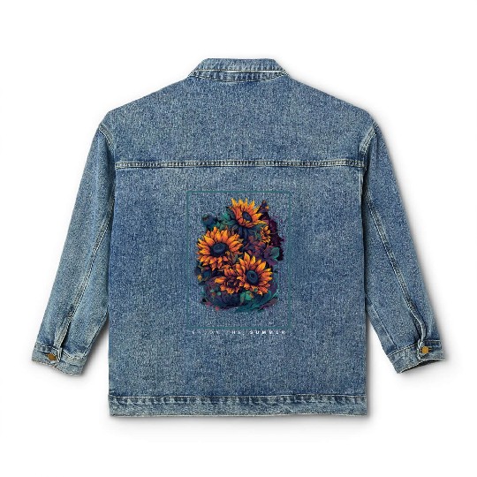 Psychedelic Sunflowers Garden Nature Lover Gift Classic Women's Denim Jackets