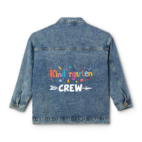 Kindergarten Crew Teacher Team Kinder squad Classic Women's Denim Jackets