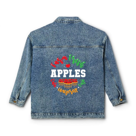 Apple Picking Farmer Fall For Toddlers Kids Women Classic Women's Denim Jackets