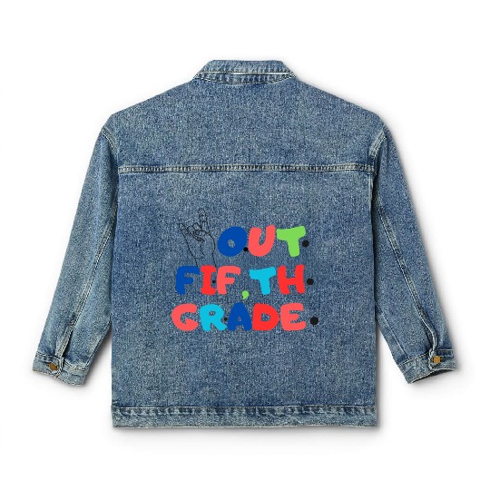 happy last day of school teacher students graduati Classic Women's Denim Jackets