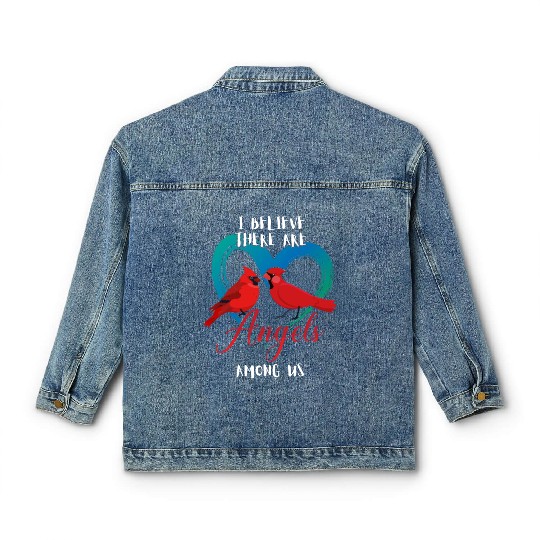 I Believe There Are Angels Among Us Cardinal Bird Classic Women's Denim Jackets