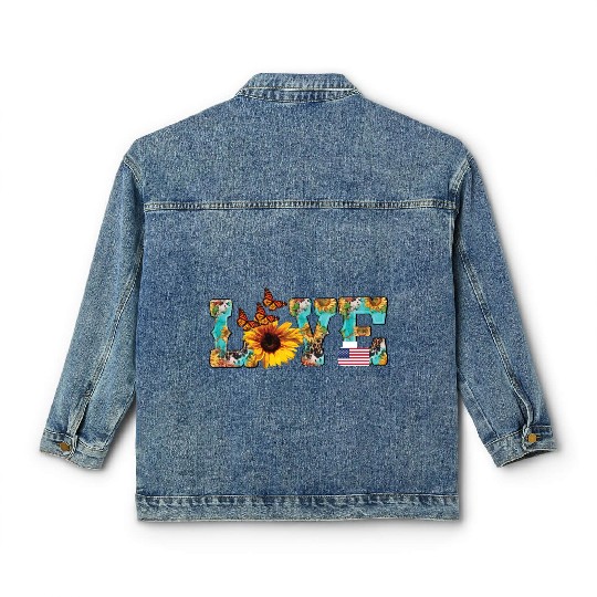 love designs America Vintage 4th of July Western Classic Women's Denim Jackets