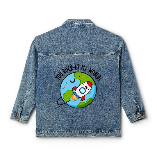 You Rock Et My World Cute Rocket Classic Women's Denim Jackets