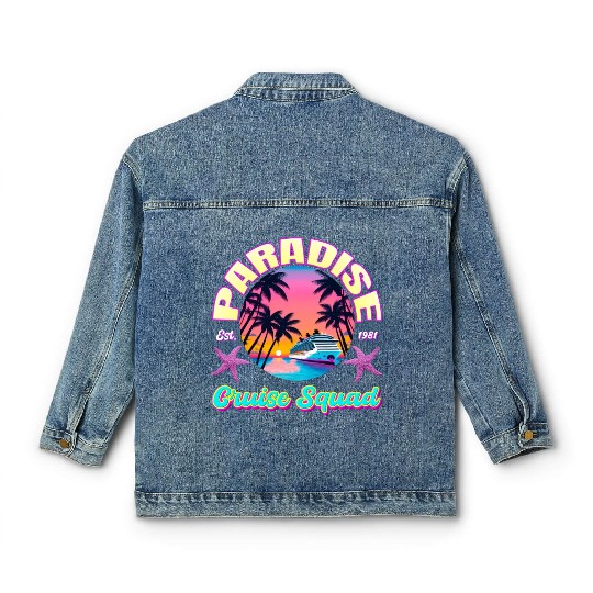 Paradise Cruise Squad: 80's Miami Cruise Ship Classic Women's Denim Jackets