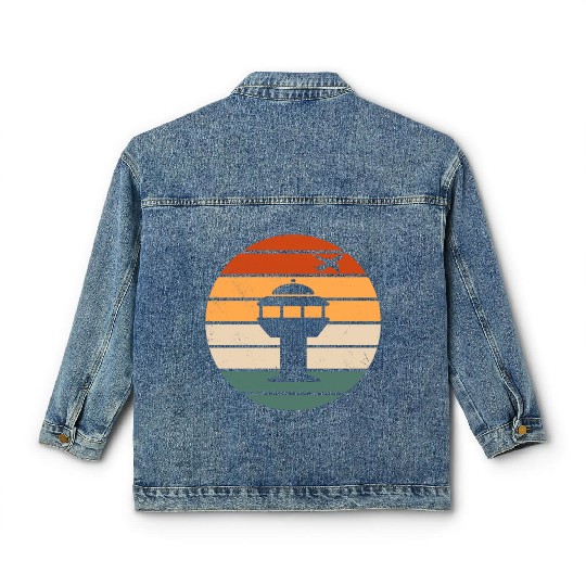 Retro Air Traffic Control Tower Classic Women's Denim Jackets