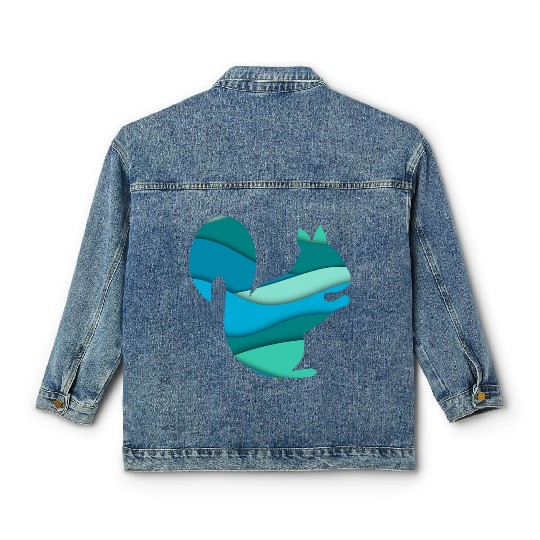Teal Squirrel Classic Women's Denim Jackets