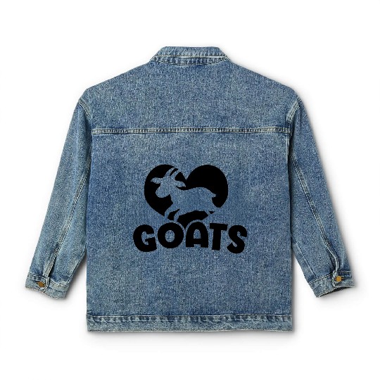 Love goats in heart design for goat lovers Classic Women's Denim Jackets