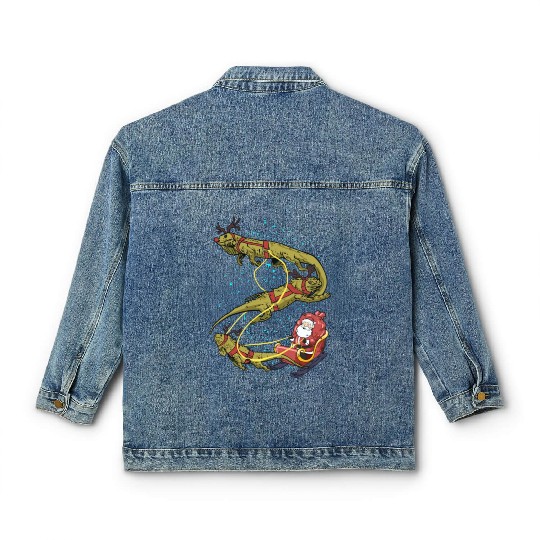 Funny Iguana Christmas Gift For A Reptile Lover Classic Women's Denim Jackets