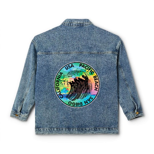Surf Pacific Beach California San Diego Surfing Su Classic Women's Denim Jackets