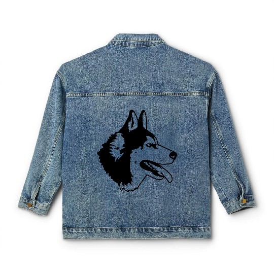 husky dog Classic Women's Denim Jackets