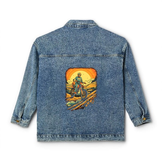 Dirt Bike Father Dad Son Motorcycle Riding Classic Women's Denim Jackets