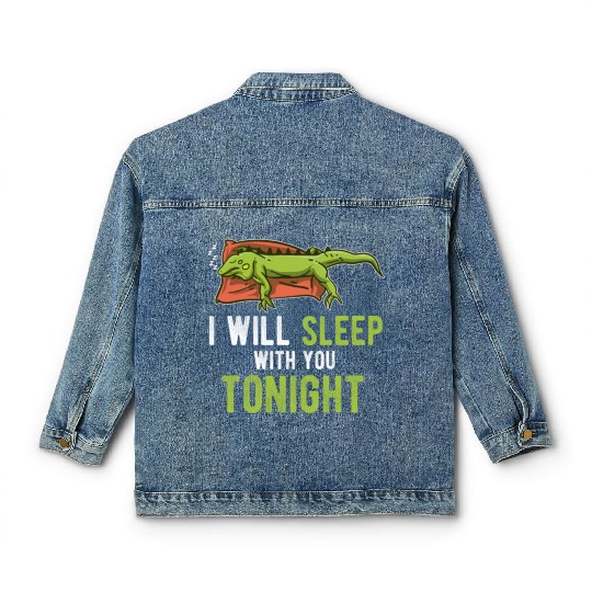 Sleep Tonight Lazy Pet Reptile Lizard Funny Iguana Classic Women's Denim Jackets