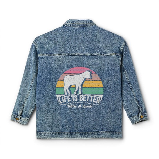 Funny Lamb Vintage Retro Life Is Better With Classic Women's Denim Jackets