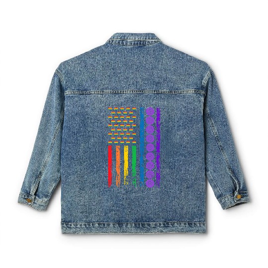 American Sports Rainbow Flag LGBT Pride Month Classic Women's Denim Jackets