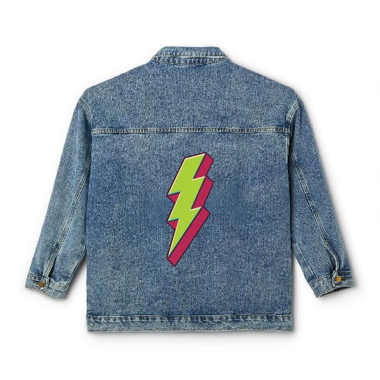 Green Lightning Bolt Classic Women's Denim Jackets