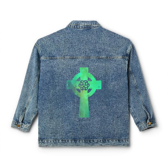 Irish Celtic Cross Knot St Patrick'S Day Christian Classic Women's Denim Jackets
