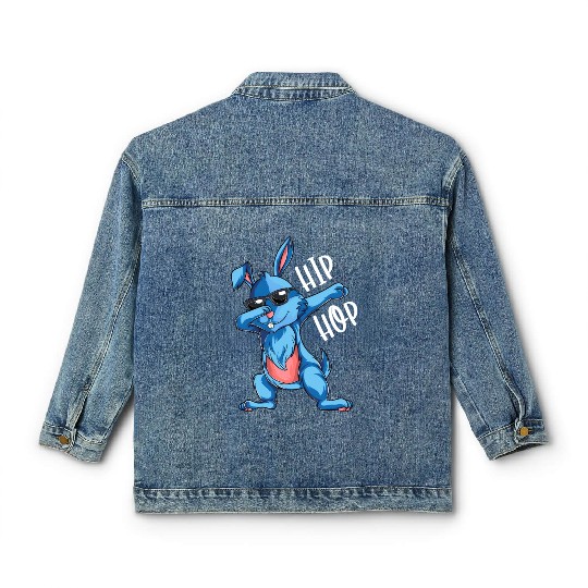 Hip Hop Dabbing Bunny Easter Day Classic Women's Denim Jackets
