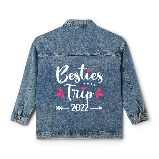 Besties Trip 2022 Best Friend Vacation Travel Squa Classic Women's Denim Jackets