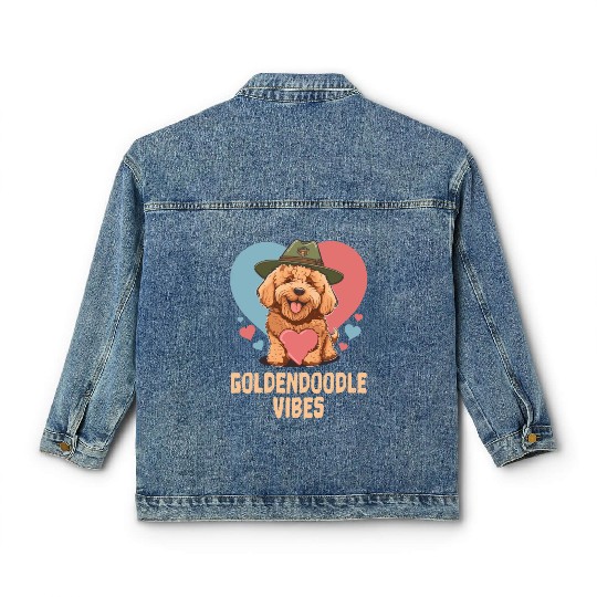 Goldendoodle Vibes Cute Dog Mom Golden Doodle Dog Classic Women's Denim Jackets