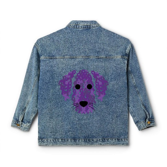 Purple Ribbon Dog Face Lupus Inspirational Awarene Classic Women's Denim Jackets