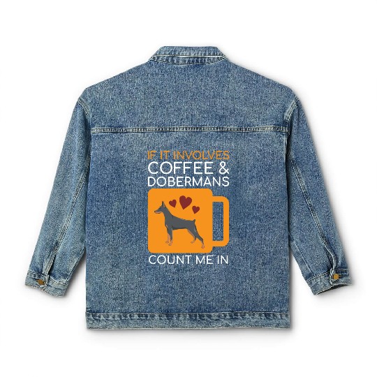 Coffee Doberman Lover Classic Women's Denim Jackets