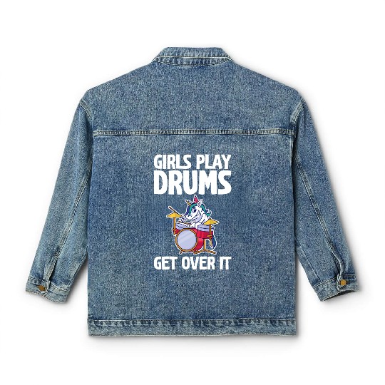 Girls Play Drums, Get Over It 2 Classic Women's Denim Jackets