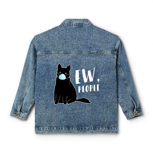Cat With Ew People Statet Classic Women's Denim Jackets