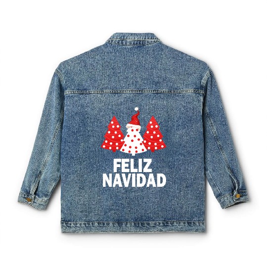 Merry Peruvian Tree Peru Flag Feliz Navidad Classic Women's Denim Jackets