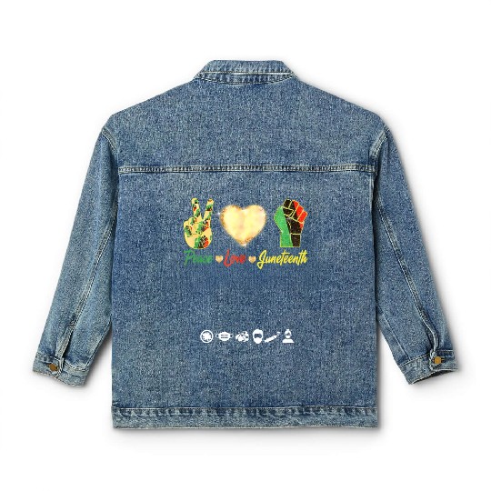 Peace Love Junenth Black History Month Pride Classic Women's Denim Jackets
