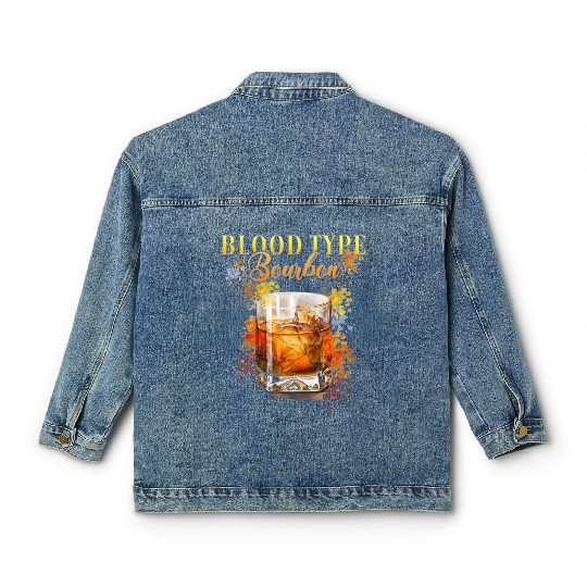 Blood Type Bourbon Cocktail Bartender Classic Women's Denim Jackets