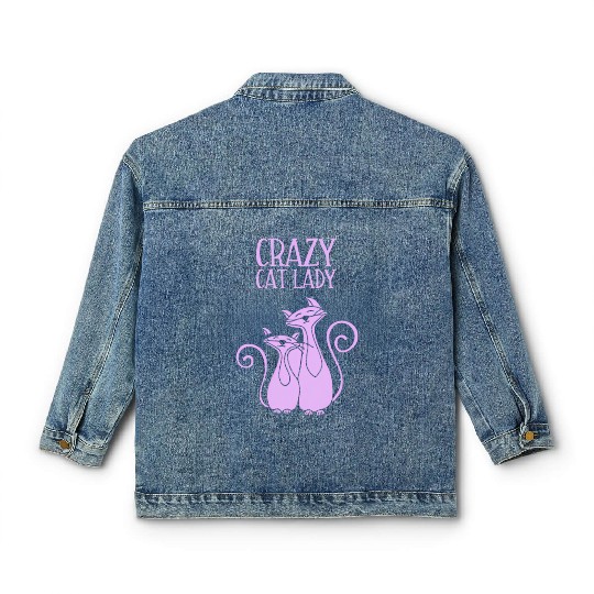 Crazy Cat Lady For Cat Purple Classic Women's Denim Jackets