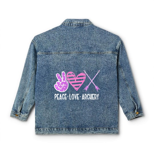 PEACE LOVE ARCHERY Bow & Arrow Shooting n Girls Wo Classic Women's Denim Jackets