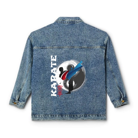 Martial Side Kick Ying Yang Karate Classic Women's Denim Jackets