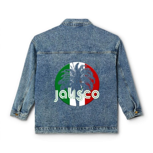 Jalisco Mexico Flag Native Palm Tree Mexican Classic Women's Denim Jackets