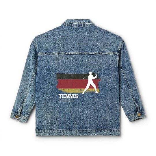 Tennis Germany Flag Team Tennis Player Tennis Classic Women's Denim Jackets