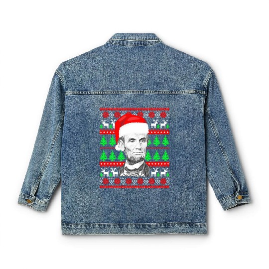 Abraham Lincoln Santa Ugly Classic Women's Denim Jackets
