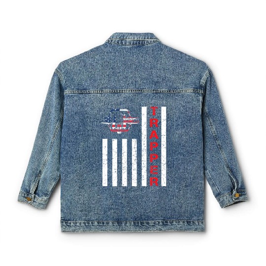 American Flag Trapping For Trappers And Hunters Classic Women's Denim Jackets