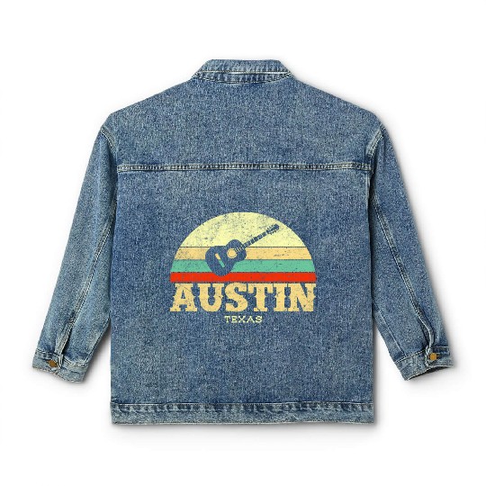 Austin Texas Guitar Lone Star State Classic Women's Denim Jackets