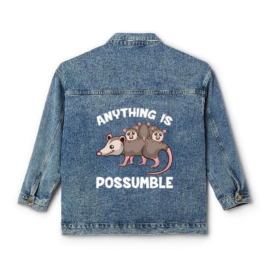 Opossum Anything Is Possumble Possum Family Classic Women's Denim Jackets